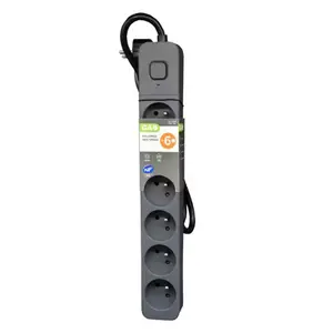 Bloc multiprise avec interrupteur noir/gris anthracite - 6 prises - 2 m