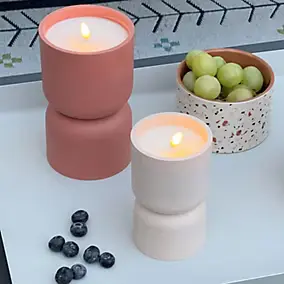 Lampe à poser bougie LED Lovere terracotta IP44 H.14cm Brilliant