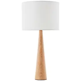 Lampe à poser Kirou blanc pied bois IP20 E27 H.50cm Brilliant