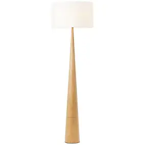 Lampadaire Kirou blanc pied bois IP20 E27 H.150cm Brilliant
