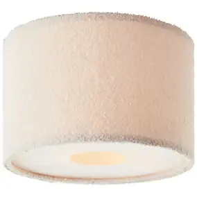 Plafonnier rond tissu bouclette Teddy blanc Ø35cm IP20 E27 20W Brilliant