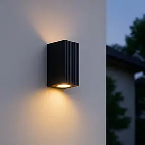 Applique extérieure murale LED double tête GU10 noir 20 W IP44 H.16,5 cm Brilliant Jelani