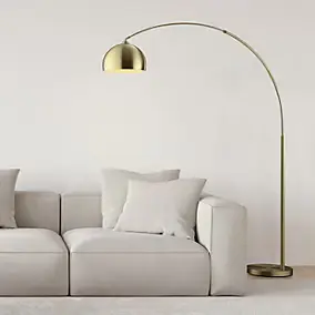 Lampadaire arc Manor laiton doré H.195cm IP20 E27 20W Brilliant