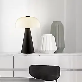 Lampe à poser Crescent métal noir mat et verre H.35,3cm IP20 E14 Brilliant