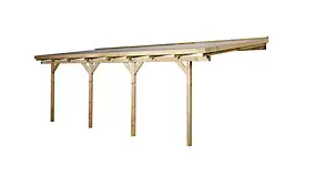 Carport en bois adossé 7x3m avec toit plat Weka 671 T3