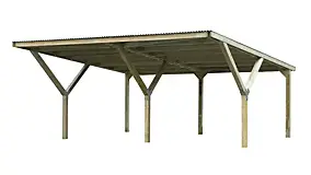 Carport double en bois 5,9x6m avec toit plat Weka 612