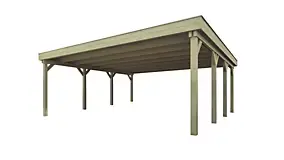 Carport double en bois 6x6,1m avec toit plat Weka 609 T1