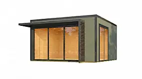 Abri de jardin en bois vert avec auvent Weka Amberley 10 surface totale extérieure 16m²
