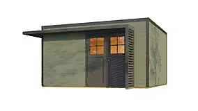 Abri de jardin en bois vert avec auvent Weka Amberley 7 surface totale extérieure 16m²