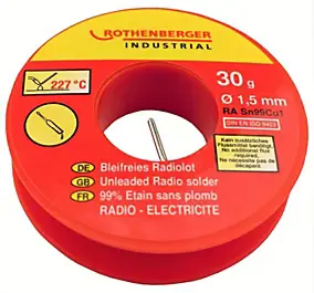 Bobine d'étain sans plomb 30 g, Ø 1,5 mm Rothenberger