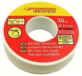 Bobine d'étain pour tous métaux 30 g, Ø 2 mm Rothenberger