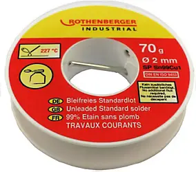 Bobine d'étain pour tous matériaux 70 g, Ø 2 mm Rothenberger