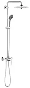 Colonne de douche mécanique avec pommeau + douchette 3 jets + flexible + barre réglable, chrome, Grohe Vitalio Joy System 260