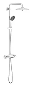 Colonne de douche thermostatique avec pommeau + douchette 3 jets + flexible + barre réglable, chrome, Grohe Vitalio Joy System 260
