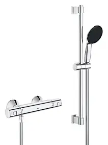 Ensemble mitigeur de douche thermostatique + douchette + flexible et barre, chrome, Grohe Start