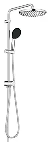 Colonne de douche sans robinetterie avec douchette + pommeau + flexible + barre, chrome rond, Grohe Vitalio Start 250