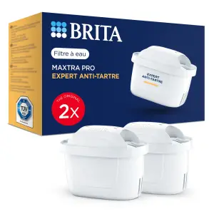 BRITA Pack de 2 cartouches MAXTRA PRO Expert anti-tartre pour carafes filtrantes