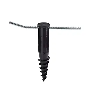 Douille de fixation pour séchoir parapluie, avec barre à visser, en plastique avec intérieur métal, coloris noir, pour étendoir Ø 50 mm Leifheit