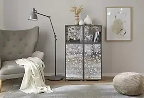 Film adhésif décoratif miroir fleuri D-C-Fix® fond argenté brillant L.150 x l.45cm