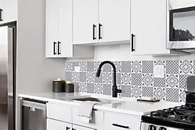 6 dalles adhésive murales Wall Tiles D-C-Fix Jamila effet carreaux de ciment beige, gris, blanc L.15 x l.15cm