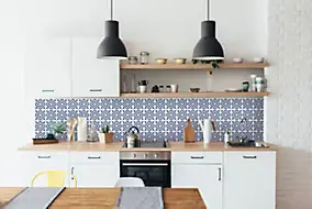 6 dalles adhésives murales Wall Tiles D-C-Fix® Jamila effet carreaux de ciment bleu L.15 x l.15cm