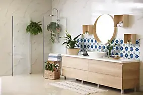 6 dalles adhésives murales Wall Tiles D-C-Fix® Alia effet carreaux de ciment bleu L.15 x l.15cm