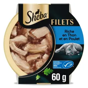SHEBA Filets au poulet et au thon MSC pour chat 60g