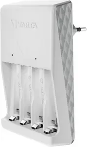 Chargeur avec 4 piles rechargeables AA 2100 mAh blanc