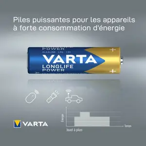 Lot de 8 piles alcalines AA/LR6 "LongLife Power"