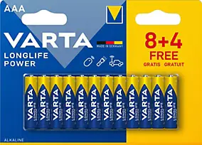 Pile alcaline AAA (LR03) Varta Long-life Power, lot de 12