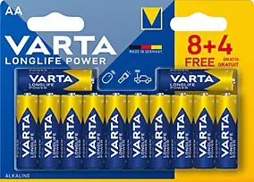 Pile alcaline AA (LR6) Varta Long-life Power, lot de 12