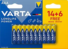 Pile alcaline AAA (LR03) Varta Long-life Power, lot de 2