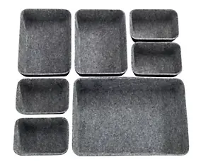 Paniers de rangement en feutre gris, 7 pièces
