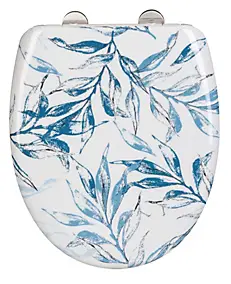 Abattant WC déclipsable imprimé fleurs bleues avec frein de chute Catala