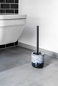 Brosse WC et pot en céramique, bleu, Wenko Rosali