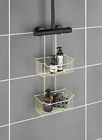Etagère de douche à suspendre en acier inoxydable doré, l.25 x H.55 x P.14 cm, Wenko Milo