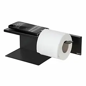 Dérouleur papier toilette avec tablette en acier noir l.30 x H.11,7 x P.10,7 cm Wenko Lizan