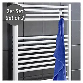 Crochets pour radiateur sèche-serviettes Wenko chromé, 2 pièces