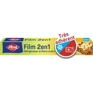 ALBAL Film alimentaire étirable réfrigérateur et micro-ondes 20m 1 rouleau