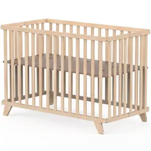 Lit pliant en bois Mayla Naturel (60 x 120 cm)