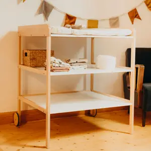 Table à langer Clara XL blanc-naturel