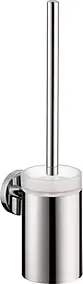 Brosse WC et support Hansgrohe Logis montage mural corps laiton insert en verre mat