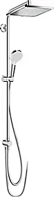 Colonne de douche sans robinetterie avec pommeau + douchette 1 jet + flexible + barre de douche, chrome, Hansgrohe Crometta E