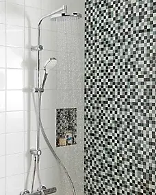 Colonne de douche sans robinetterie avec douchette 3 jets + flexible + barre réglable, chrome, Hansgrohe Reno 220 surface