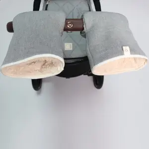 Moufles pour poussette en coton bio gris