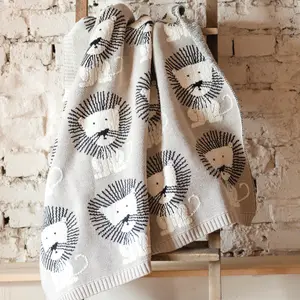 Couverture en tricot et coton bio Lion (80 x 100 cm)
