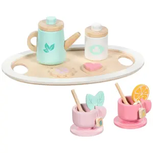 Service à thé en bois Colourful Teatime (13 pièces)