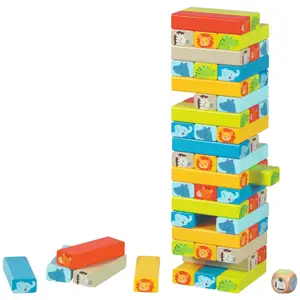 Jeu d'équilibre en bois La Tour animaux (55 pièces)