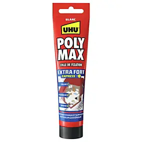 Colle mastic extra forte express UHU Poly Max blanc tube 165g