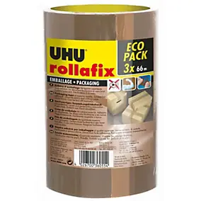 Ruban adhésif d'emballage Rollafix brun 3 x 66 mm